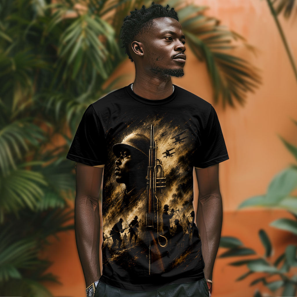 Harlem Hellfighters WWI Soldier T shirt Vintage Military Jazz Band Artwork