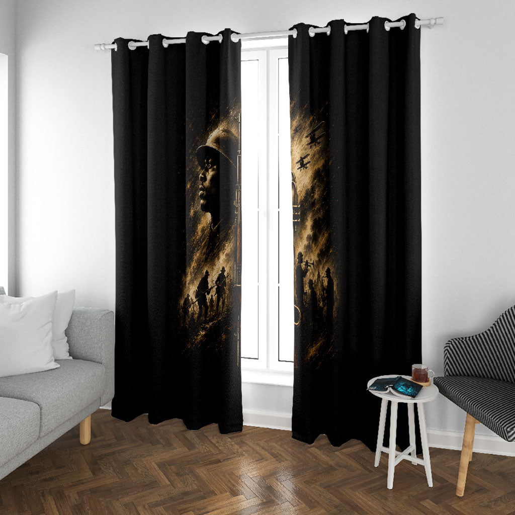 Harlem Hellfighters WWI Soldier Window Curtain Vintage Military Jazz Band Artwork
