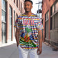 Haiti Christmas Baseball Jersey Blue Red Yellow Xmas Santa Sleigh and Coat of Arms - African Pride