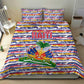 Haiti Christmas Bedding Set Blue Red Yellow Xmas Santa Sleigh and Coat of Arms - African Pride
