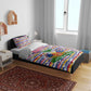 Haiti Christmas Bedding Set Blue Red Yellow Xmas Santa Sleigh and Coat of Arms - African Pride