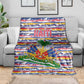 Haiti Christmas Blanket Blue Red Yellow Xmas Santa Sleigh and Coat of Arms - African Pride