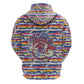 Haiti Christmas Hoodie Blue Red Yellow Xmas Santa Sleigh and Coat of Arms - African Pride