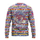 Haiti Christmas Ugly Christmas Sweater Blue Red Yellow Xmas Santa Sleigh and Coat of Arms - African Pride
