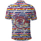 Haiti Christmas Polo Shirt Blue Red Yellow Xmas Santa Sleigh and Coat of Arms - African Pride