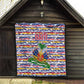 Haiti Christmas Quilt Blue Red Yellow Xmas Santa Sleigh and Coat of Arms - African Pride