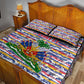 Haiti Christmas Quilt Bed Set Blue Red Yellow Xmas Santa Sleigh and Coat of Arms - African Pride