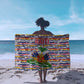 Haiti Christmas Sarong Blue Red Yellow Xmas Santa Sleigh and Coat of Arms - African Pride