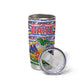Haiti Christmas Tumbler Cup Blue Red Yellow Xmas Santa Sleigh and Coat of Arms - African Pride