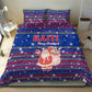Haiti Christmas Bedding Set Blue Red Xmas Santa Snowflake and Map - African Pride