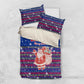 Haiti Christmas Bedding Set Blue Red Xmas Santa Snowflake and Map - African Pride