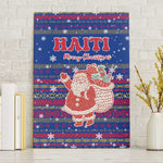 Haiti Christmas Canvas Wall Art Blue Red Xmas Santa Snowflake and Map - African Pride