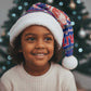 Haiti Christmas Santa Hat Blue Red Xmas Santa Snowflake and Map - African Pride