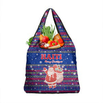 Haiti Christmas Grocery Bag Blue Red Xmas Santa Snowflake and Map - African Pride