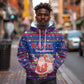 Haiti Christmas Hoodie Blue Red Xmas Santa Snowflake and Map - African Pride