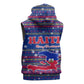 Haiti Christmas Sleeveless Hoodie Blue Red Xmas Santa Snowflake and Map - African Pride
