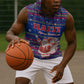 Haiti Christmas Sleeveless Hoodie Blue Red Xmas Santa Snowflake and Map - African Pride