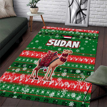Sudan Christmas Area Rug Green Red Xmas Camel Snowflake and Coat of Arms - African Pride