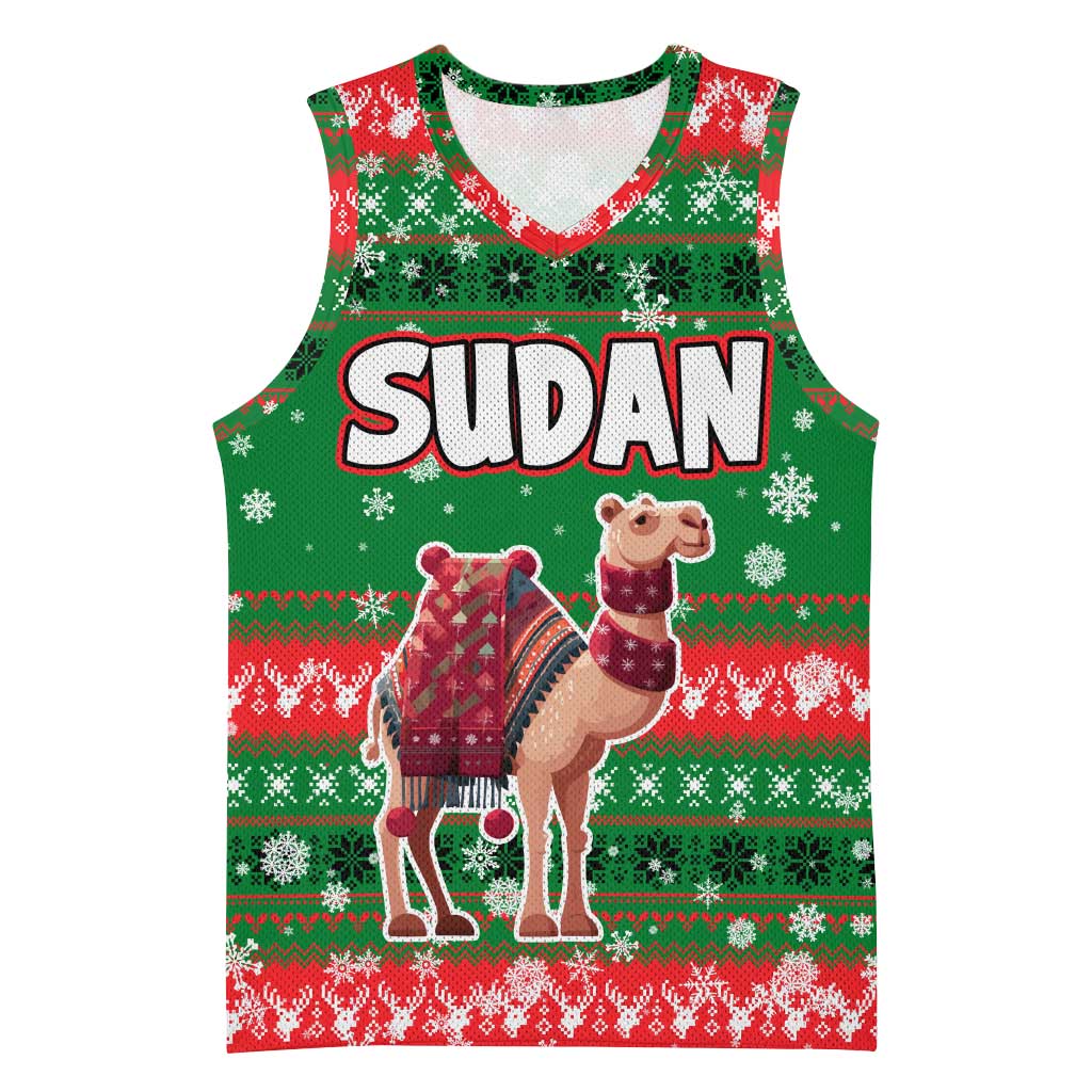 Sudan Christmas Basketball Jersey Green Red Xmas Camel Snowflake and Coat of Arms TS04