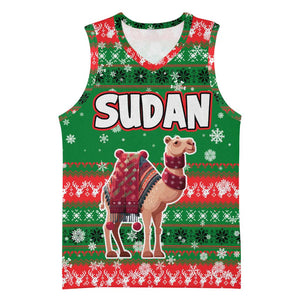 Sudan Christmas Basketball Jersey Green Red Xmas Camel Snowflake and Coat of Arms TS04