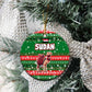 Sudan Christmas Ceramic Ornament Green Red Xmas Camel Snowflake and Coat of Arms - African Pride