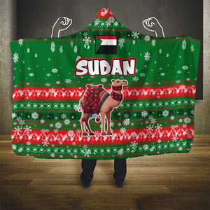 Sudan Christmas Hooded Blanket Green Red Xmas Camel Snowflake and Coat of Arms - African Pride