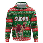 Sudan Christmas Hoodie Green Red Xmas Camel Snowflake and Coat of Arms - African Pride
