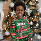 Sudan Christmas Kid Ugly Christmas Sweater Green Red Xmas Camel Snowflake and Coat of Arms - African Pride