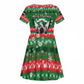 Sudan Christmas Kid Short Sleeve Dress Green Red Xmas Camel Snowflake and Coat of Arms - African Pride