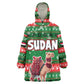 Sudan Christmas Kid Wearable Blanket Hoodie Green Red Xmas Camel Snowflake and Coat of Arms - African Pride