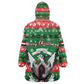 Sudan Christmas Kid Wearable Blanket Hoodie Green Red Xmas Camel Snowflake and Coat of Arms - African Pride