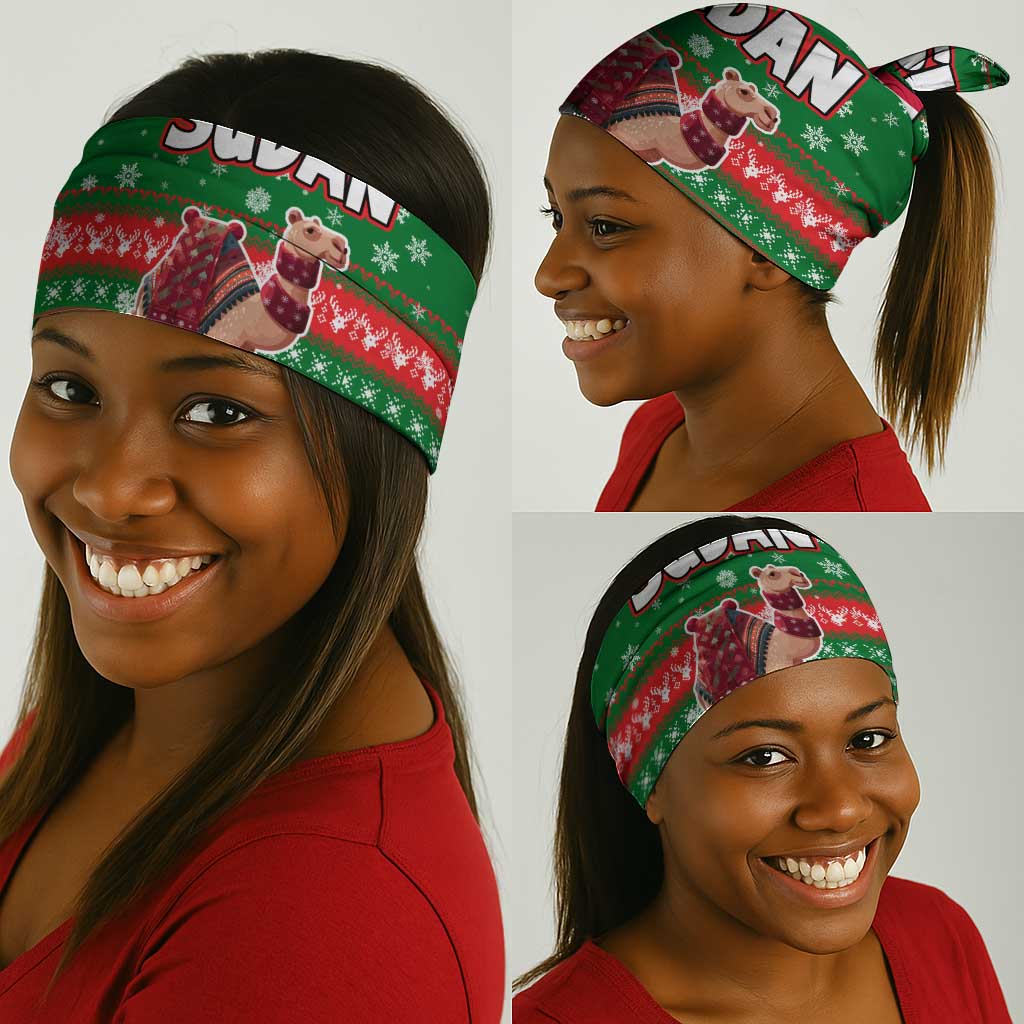 Sudan Christmas Neck Gaiter Green Red Xmas Camel Snowflake and Coat of Arms - African Pride