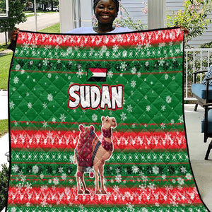 Sudan Christmas Quilt Green Red Xmas Camel Snowflake and Coat of Arms - African Pride