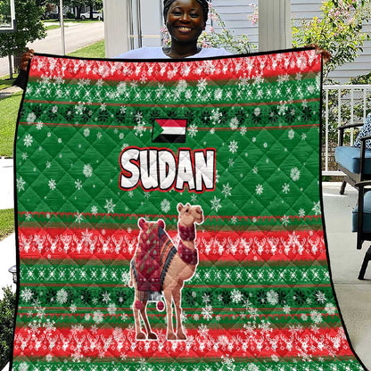 Sudan Christmas Quilt Green Red Xmas Camel Snowflake and Coat of Arms - African Pride