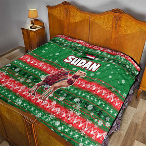 Sudan Christmas Quilt Green Red Xmas Camel Snowflake and Coat of Arms - African Pride