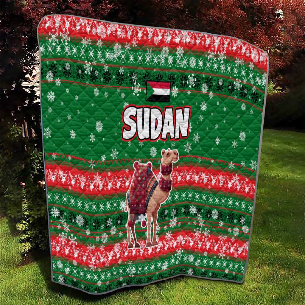 Sudan Christmas Quilt Green Red Xmas Camel Snowflake and Coat of Arms - African Pride