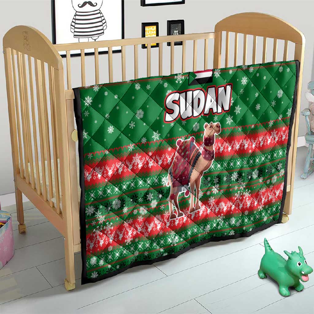 Sudan Christmas Quilt Green Red Xmas Camel Snowflake and Coat of Arms - African Pride