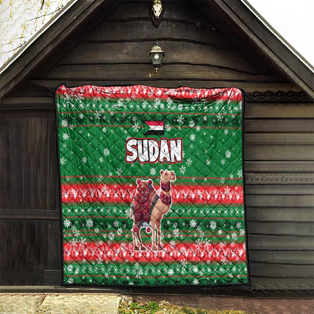 Sudan Christmas Quilt Green Red Xmas Camel Snowflake and Coat of Arms - African Pride
