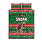 Sudan Christmas Quilt Bed Set Green Red Xmas Camel Snowflake and Coat of Arms - African Pride