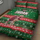 Sudan Christmas Quilt Bed Set Green Red Xmas Camel Snowflake and Coat of Arms - African Pride