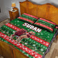 Sudan Christmas Quilt Bed Set Green Red Xmas Camel Snowflake and Coat of Arms - African Pride