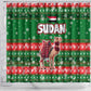 Sudan Christmas Shower Curtain Green Red Xmas Camel Snowflake and Coat of Arms - African Pride