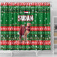 Sudan Christmas Shower Curtain Green Red Xmas Camel Snowflake and Coat of Arms - African Pride