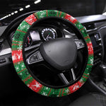 Sudan Christmas Steering Wheel Cover Green Red Xmas Camel Snowflake and Coat of Arms - African Pride