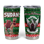Sudan Christmas Tumbler Cup Green Red Xmas Camel Snowflake and Coat of Arms - African Pride