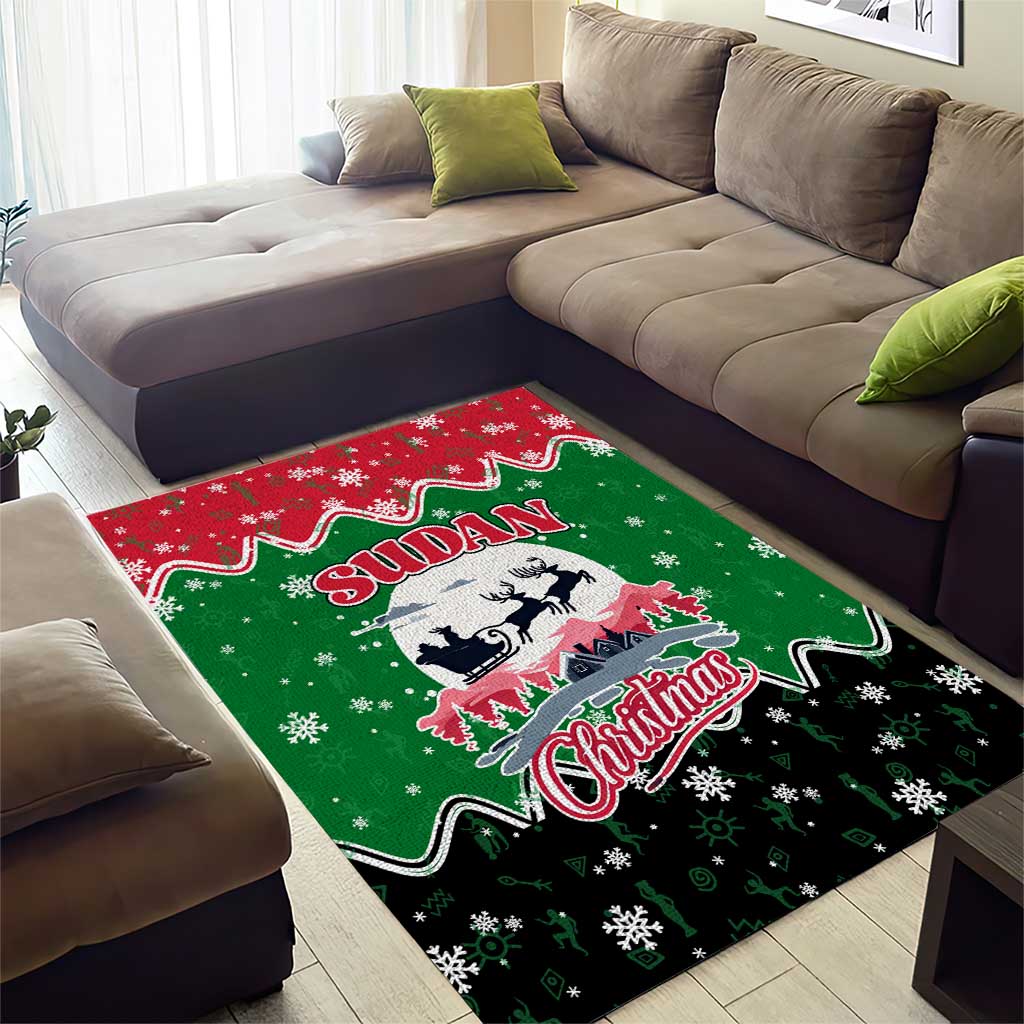 Sudan Christmas Area Rug Red Green Black Xmas Santa Sleigh and Map - African Pride