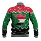 Sudan Christmas Baseball Jacket Red Green Black Xmas Santa Sleigh and Map - African Pride