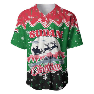 Sudan Christmas Baseball Jersey Red Green Black Xmas Santa Sleigh and Map - African Pride