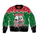 Sudan Christmas Bomber Jacket Red Green Black Xmas Santa Sleigh and Map - African Pride