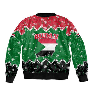 Sudan Christmas Bomber Jacket Red Green Black Xmas Santa Sleigh and Map - African Pride